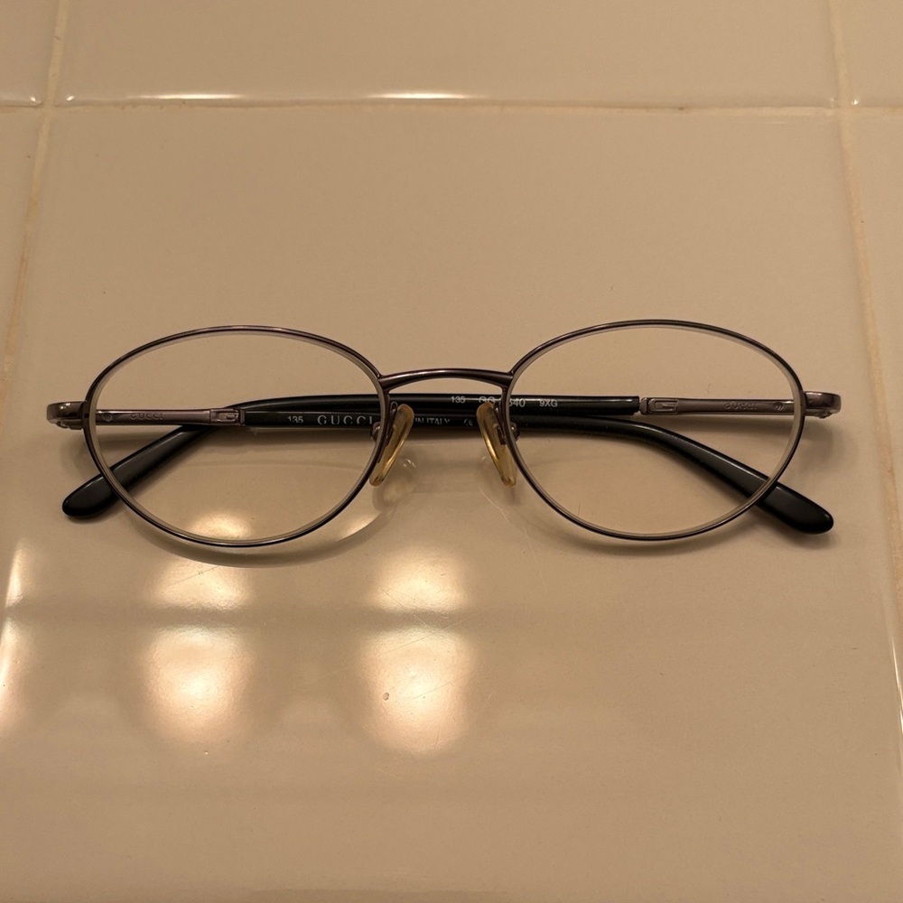 Gucci Black and Silver Eyeglasses, ***Frame only***